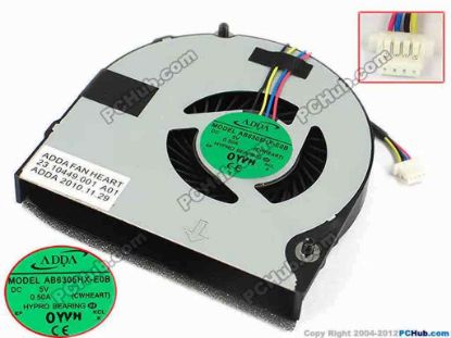 73519 ADDA AB6305HX-E0B Cooling Fan  CWHEART, bw63.7x62.8x11.7, w40x4x4, 5V 0.50A, Bare ADDA AB6305HX-E0B Cooling Fan