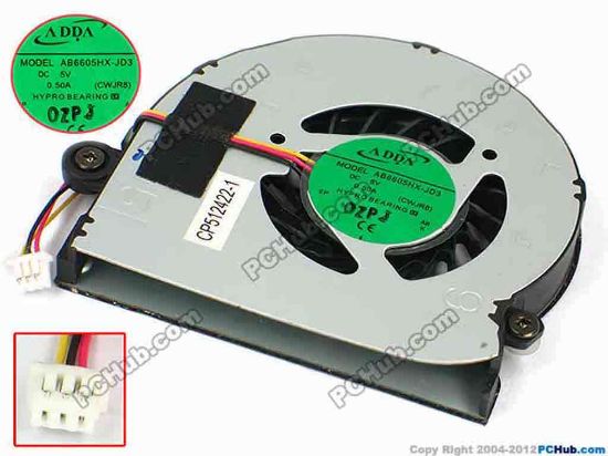 73609 ADDA AB6605HX-JD3 Cooling Fan  CWJR8, w25x3x3, 5V 0.50A, Bare Fan "NEW" ADDA AB6605HX-JD3 Cooling Fan  