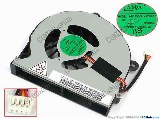 73620 ADDA AB07505HX12BB00 Cooling Fan  0PHRAA, DC280009UA0, 5V 0.4A ADDA AB07505HX12BB00 Cooling Fan