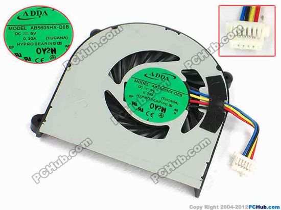 73622 ADDA AB5605HX-Q0B Cooling Fan  TUCANA, w25x4x4, 5V 0.30A, Bare Fan ADDA AB5605HX-Q0B Cooling Fan  