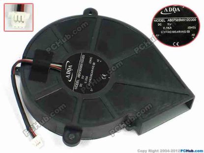 73695 ADDA AB07505MX12D300 Cooling Fan  0H3, bw75x74x12.5, w45x3x3, 5V 0.35A, Bare Fan, "N ADDA AB07505MX12D300 Cooling Fan  