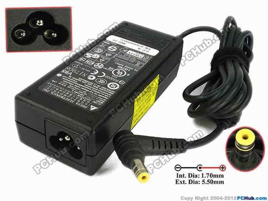 73902 Delta Electronics ADP-65MH B AC Adapter - NEW Original 19V 3.42A, 5.5/1.7mm, 3-Prong, NEW Delta Electronics ADP-65MH B AC Adapter - NEW Original <div><span id="ctl00_ContentPlaceHolder1_ItemDesc1_lblItemDescription"><strong><em>Brand NEW AC Adapter with 6 month warranty.</em></strong></span></div>
<div>AC Adapter Model: ADP-65MH B<br />
<br />
Input : 100-240V~ 1.6A, 50-60Hz <br />
Output : 19V 3.42A 65W<br />
Connecter size: Int. Diameter: 1.70mm <br />
Ext. Diameter: 5.50mm<br />
<br />
Dimension: 103 x 45 x 28 mm<br />
<br />
*Please check carefully and do not mix up with another adapter with the same model but different Voltage, Ampere and Connector size(Tip).<br />
<br />
**When buying any compatible AC adapter, please take note the type of power cord(2 or 3-prong) used.</div>
<div><br />
***Please take note, 3 wire AC <a shape="rect" href="http://www.pchub.com/uph/category/356-0-0-1-2/Laptop-Spare-Part.html"><font color="#810081">power cord</font></a> not included.</div>