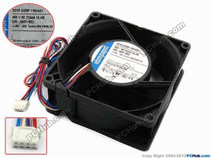 74457 ebm-papst 3218 J/2HP-199/A01 Server - Square Fan 3218J/2HP-199/A01, sq92x92x38, w305x4x4, 48V 215MA ebm-papst 3218 J/2HP-199/A01 Server - Square Fan