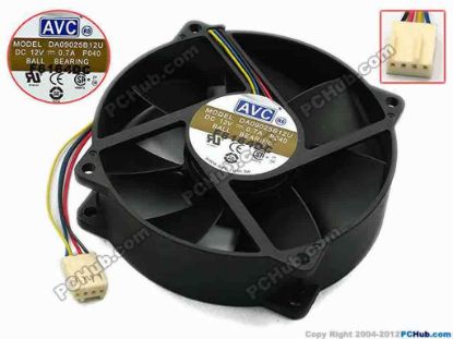 74482 AVC DA09025B12U Server - Round Fan P040, dia95x95x25, w115x4x4, 12V 0.70A AVC DA09025B12U Server - Round Fan 