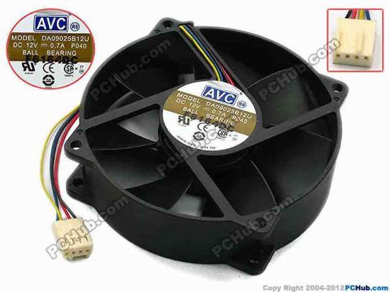 74482 AVC DA09025B12U Server - Round Fan P040, dia95x95x25, w115x4x4, 12V 0.70A AVC DA09025B12U Server - Round Fan 