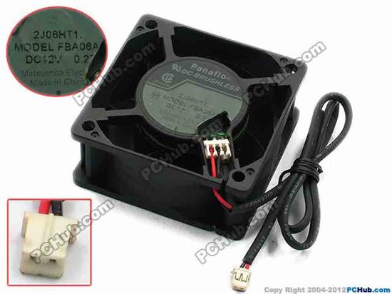 74584 Panasonic FBA06A12U Server - Square Fan sq60x60x25, w400x2x2, 12V 0.27A Panasonic FBA06A12U Server - Square Fan 