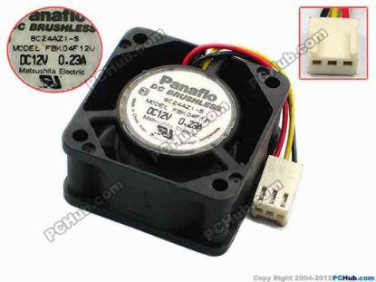 74586 Panasonic FBK04F12U Server - Square Fan sq40x40x20, w40x3x3, 12V 0.23A Panasonic FBK04F12U Server - Square Fan 