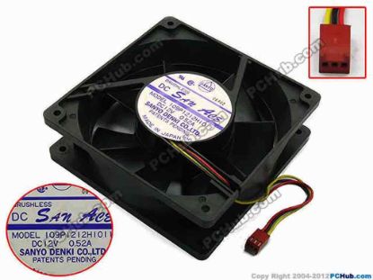74596 Sanyo Denki 109P1212H1011 Server - Square Fan sq120x120x38, w120x3x3, 12V 0.52A Sanyo Denki 109P1212H1011 Server - Square Fan 