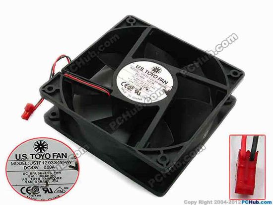 74602 Other Brands U.S. TOYO Server - Square Fan USTF1203848HW, sq120x120x38, w125x2x2, 48V 0.20A Other Brands U.S. TOYO Server - Square Fan 