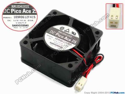 74883 Sanyo Denki 109R0612F415 Server - Square Fan sq60x60x25, w150x2x2, 12V 0.09A Sanyo Denki 109R0612F415 Server - Square Fan 