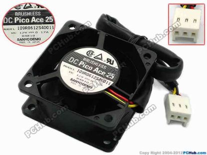 74886 Sanyo Denki 109R0612S4D011 Server - Square Fan sq60x60x25, w150x3x3, 12V 0.17A Sanyo Denki 109R0612S4D011 Server - Square Fan
