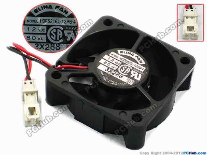 74909 ELINA FAN HDF5216L-12MB-4 Server - Square Fan sq52x52x16, w65x2x2, 12V 80mA ELINA FAN HDF5216L-12MB-4 Server - Square Fan 