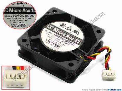 74921 Sanyo Denki 109P0524H7D03 Server - Square Fan sq52x52x15, w50x3x4, 24V 0.05A Sanyo Denki 109P0524H7D03 Server - Square Fan 