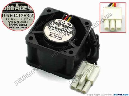 75017 Sanyo Denki 109P0412H355 Server - Square Fan sq40x40x28, w120x3x3, 12V 0.195A Sanyo Denki 109P0412H355 Server - Square Fan 