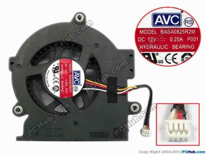 75195 AVC BASA0825R2M Server - Blower Fan P001, bw80x77x25, w65x4x4, 12V 0.25A AVC BASA0825R2M Server - Blower Fan 