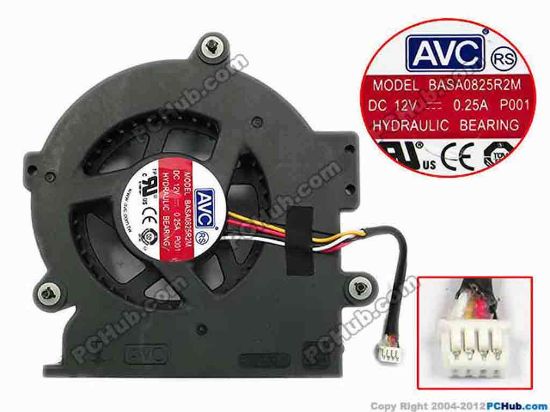 75195 AVC BASA0825R2M Server - Blower Fan P001, bw80x77x25, w65x4x4, 12V 0.25A AVC BASA0825R2M Server - Blower Fan 