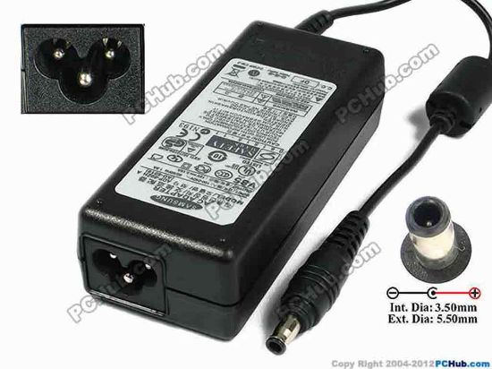 75229 Samsung Laptop Common Item (Samsung Laptop) AC Adapter- Laptop 19V 3.16A, 5.5/3.0mm With Pin, 3-Prong, "NEW" Samsung Laptop Common Item (Samsung Laptop) AC Adapter- Laptop <b>»In stock now ready to ship in 24 hours</b>. 
<p><span class="span11" id="ctl00_ContentPlaceHolder1_ItemDesc1_Label19"></span></p><span class="span11" id="ctl00_ContentPlaceHolder1_ItemDesc1_lblItemDescription">
<p>AC Adapter Model: AD-6019</p>
<p>P/N: BA44-00243A</p>
<p>INPUT: 100-240V~1.5A, 50-60Hz<br />
OUTPUT: 19V 3.16A 60W<br />
Connecter size: Int. Diameter: 3.50mm <br />
Ext. Diameter: 5.50mm</p>
<p>Dimension: 108 x 46 x 30 mm</p>
<p>*Please take note, 3 wire AC power cordnot included.</p></span>