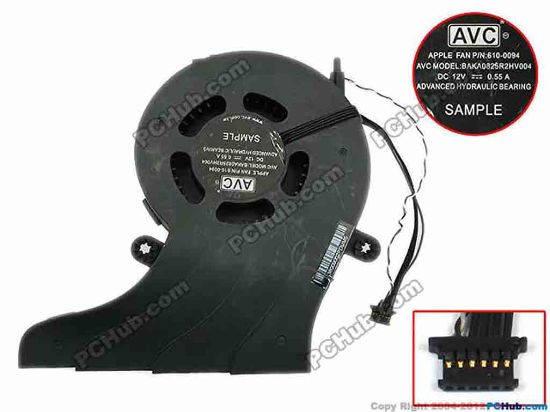 75241 AVC BAKA0825R2HV004 Server - Blower Fan APPLE P/N:610-0094, w90x6x6, 12V 0.55A AVC BAKA0825R2HV004 Server - Blower Fan 