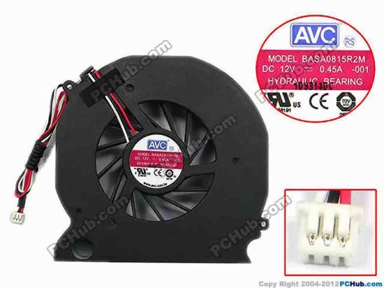 75252 AVC BASA0815R2M Server - Blower Fan -001, bw80x78x15, w150x3x3, 12V 0.45A AVC BASA0815R2M Server - Blower Fan 