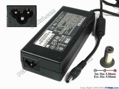75312 Toshiba Common Item (Toshiba) AC Adapter- Laptop 19V 6.32A, 5.5/2.5mm, 3-Prong Toshiba Common Item (Toshiba) AC Adapter- Laptop <b>»In stock now ready to ship in 24 hours</b>. 
<p><span class="span11" id="ctl00_ContentPlaceHolder1_ItemDesc1_Label19"></span></p><span class="span11" id="ctl00_ContentPlaceHolder1_ItemDesc1_lblItemDescription">
<p><span id="ctl00_ContentPlaceHolder1_ItemDesc1_lblItemDescription">Toshiba P/N: <strong>PA3717U-1ACA</strong><br />
Model: PA-1121-08<br />
<br />
INPUT: 100-240V~ 2.0A, 50-60Hz <br />
</span>OUTPUT: 19V 6.32A 120W<br />
Connecter size: Int. Diameter: 2.50mm <br />
Ext. Diameter: 5.50mm<br />
Length : 12.00mm<br />
<br />
Dimension: 150 &nbsp;x 65 x 36 mm</p>
<p>*When buying any compatible AC adapter, please take note the type of power cord(2 or 3-prong) used.</p>
<p>**Please take note, 3 wire AC <a href="http://www.pchub.com/uph/category/356/Power-Core.html"><font color="#810081">power cord</font></a> not included.</p>
<p></p></span>