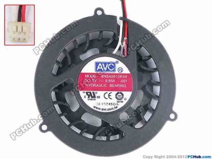 75529 AVC BNSA0512R5H Cooling Fan  -001, dia52x11, w145x3x3, 5V 0.65A, Bare Fan AVC BNSA0512R5H Cooling Fan  