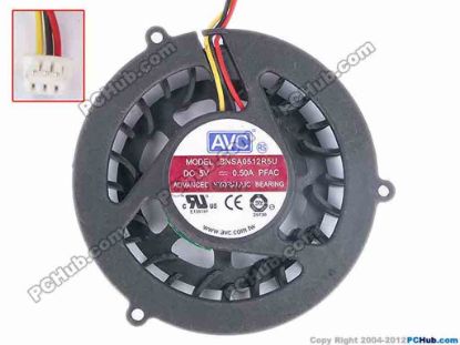 75539 AVC BNSA0512R5U Cooling Fan  PFAC, dia52x12, w50x3x3, 5V 0.50A, Bare Fan AVC BNSA0512R5U Cooling Fan  