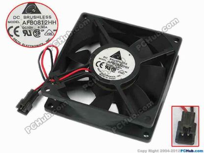 76377 Delta Electronics AFB0812HH Server - Square Fan sq80x80x25, w90x2x2, 12V 0.30A Delta Electronics AFB0812HH Server - Square Fan 