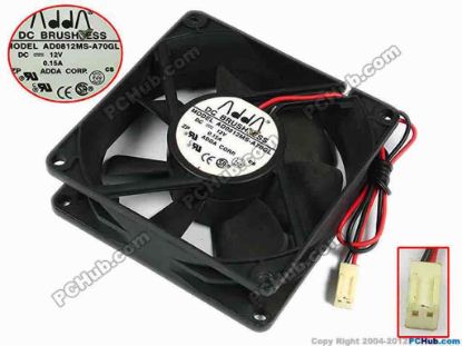 77198 ADDA AD0812MS-A70GL Server - Square Fan sq80x80x25, w175mx2x2, 12V 0.15A ADDA AD0812MS-A70GL Server - Square Fan 