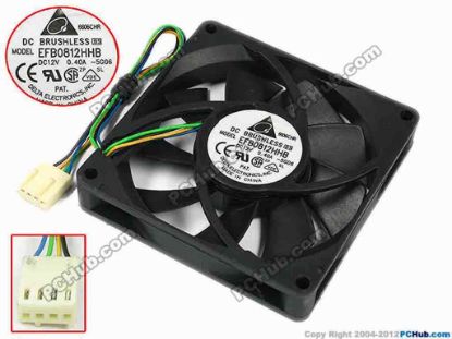77277 Delta Electronics EFB0812HHB Server - Square Fan -5G06, sq80x80x15, w145x4x4. 12V 0.40A Delta Electronics EFB0812HHB Server - Square Fan 
