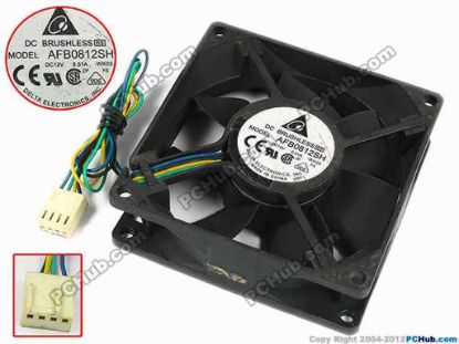 77290 Delta Electronics AFB0812SH Server - Square Fan -WK03, sq80x80x25, w210x4x4, 12V 0.51A Delta Electronics AFB0812SH Server - Square Fan 