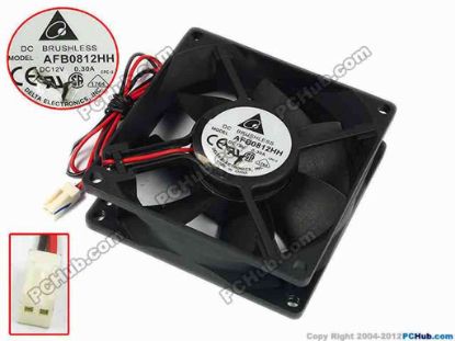 77294 Delta Electronics AFB0812HH Server - Square Fan sq80x80x25, w255x2x2, 12V 0.30A Delta Electronics AFB0812HH Server - Square Fan 