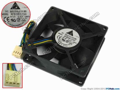 77307 Delta Electronics AFB0812SH Server - Square Fan -5W75, sq80x80x25, w200x4x4, 12V 0.51A Delta Electronics AFB0812SH Server - Square Fan 