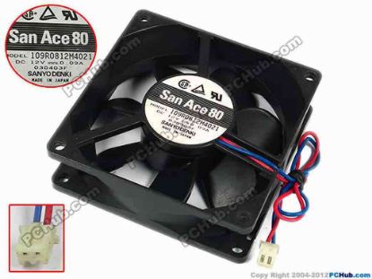 77309 Sanyo Denki 109R0812M4021 Server - Square Fan sq80x80x25, w185x2x2, 12V 0.09A Sanyo Denki 109R0812M4021 Server - Square Fan 