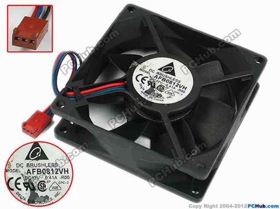 77313 Delta Electronics AFB0812VH Server - Square Fan -R00, sq80x80x25, w80x3x3, 12V 0.41A Delta Electronics AFB0812VH Server - Square Fan 