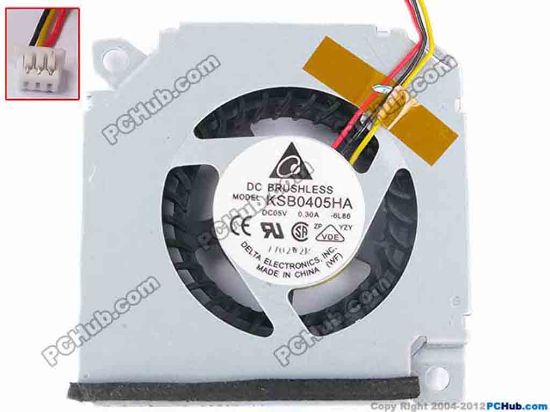 77314 Delta Electronics KSB0405HA Cooling Fan  -6L86, Bare, Szie45x45x8, w45x3x3, 5V 0.3A Delta Electronics KSB0405HA Cooling Fan  