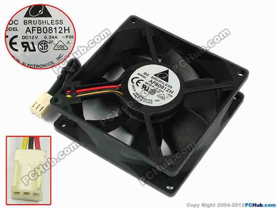 77320 Delta Electronics AFB0812H Server - Square Fan -F00, sq80x80x25, w60x3x3, 12V 0.24A Delta Electronics AFB0812H Server - Square Fan 