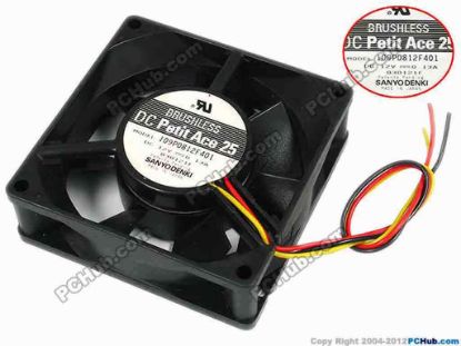 77325 Sanyo Denki 109P0812F401 Server - Square Fan sq80x80x25, w160x2, 12V 0.13A Sanyo Denki 109P0812F401 Server - Square Fan 