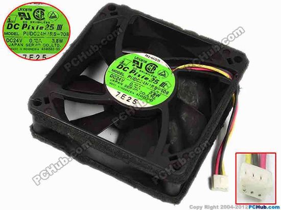 77340 Japan Servo PUDC24H4RS-708 Server - Square Fan sq80x80x25, w50x3x3, 12V 0.16A Japan Servo PUDC24H4RS-708 Server - Square Fan 