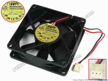 77344 ADDA AD0812LS-A70GL  Server - Square Fan sq80x80x25, w120x2x3, 12V 0.12A ADDA AD0812LS-A70GL  Server - Square Fan 