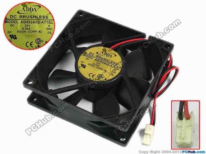 77366 ADDA AD0824HS-A71GL Server - Square Fan S, sq80x80x25, w160x2x2, 24V 0.16A ADDA AD0824HS-A71GL Server - Square Fan 