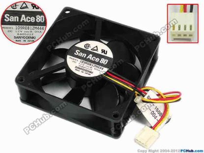 77369 Sanyo Denki 109R0812M444 Server - Square Fan sq80x80x25, w140x3x4, 12V 0.09A Sanyo Denki 109R0812M444 Server - Square Fan 