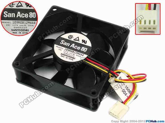 77369 Sanyo Denki 109R0812M444 Server - Square Fan sq80x80x25, w140x3x4, 12V 0.09A Sanyo Denki 109R0812M444 Server - Square Fan 