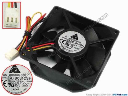 77372 Delta Electronics AFB0812SH Server - Square Fan -S58G, sq80x80x25, w220x3x3, 12V 0.51A Delta Electronics AFB0812SH Server - Square Fan 