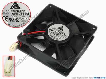 77375 Delta Electronics AFB0812M Server - Square Fan -SB, sq80x80x25, w75x2x2, 12V 0.18A Delta Electronics AFB0812M Server - Square Fan 