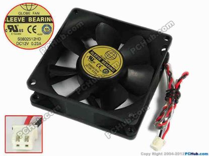 77377 GLOBE FAN S0802512HD Server - Square Fan sq80x80x25, w175x2x2, 12V 0.23A GLOBE FAN S0802512HD Server - Square Fan 