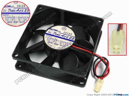 77378 Sanyo Denki 109R0812H4031 Server - Square Fan sq80x80x25, w105x2x2, 12V 0.13A Sanyo Denki 109R0812H4031 Server - Square Fan S