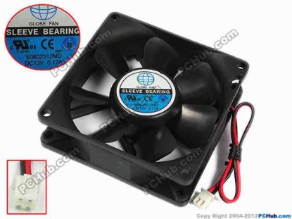 77381 GLOBE FAN S0802512MD Server - Square Fan sq80x80x25, w170x2x2, 12V 0.17A GLOBE FAN S0802512MD Server - Square Fan 