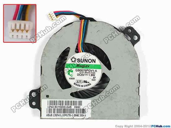 77420 SUNON GB0575PGV1-A Cooling Fan  13.V1.B4070.F.GN, Bare, w20x4x4, 5V 1.9W SUNON GB0575PGV1-A Cooling Fan  