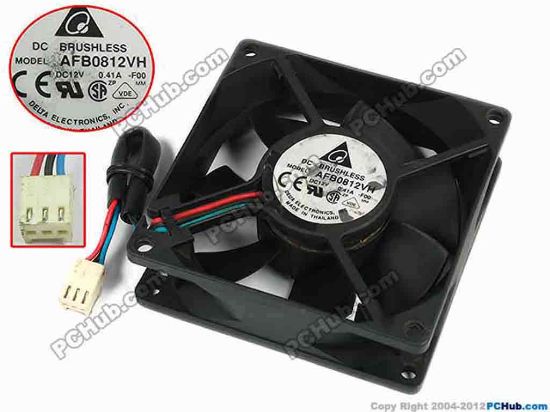 77430 Delta Electronics AFB0812VH Server - Square Fan -F00, sq80x80x25, w100x3x3, 12V 0.41A Delta Electronics AFB0812VH Server - Square Fan 