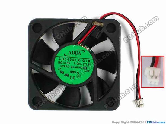 77436 ADDA AD0405LX-G70 Cooling Fan  TL9, Bare, 40x40x10.5mm, w50x2x2, 5V 0.08A ADDA AD0405LX-G70 Cooling Fan  